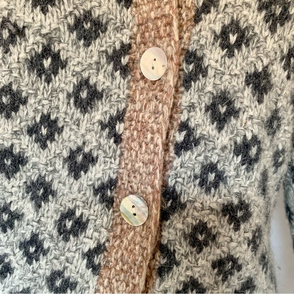 v i n t a g e :: Cozy Geometric Colorblock Granny Wool Knit Cardigan - Picture 7 of 11